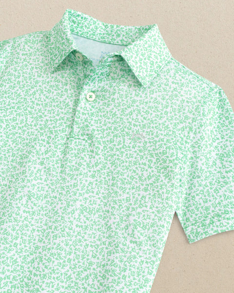 Southern Tide- Driver Flower Frenzy Perf Polo- Jade Green