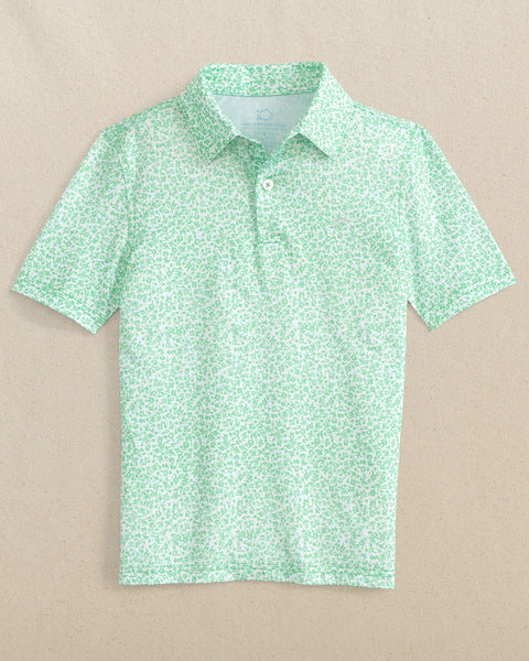 Southern Tide- Driver Flower Frenzy Perf Polo- Jade Green