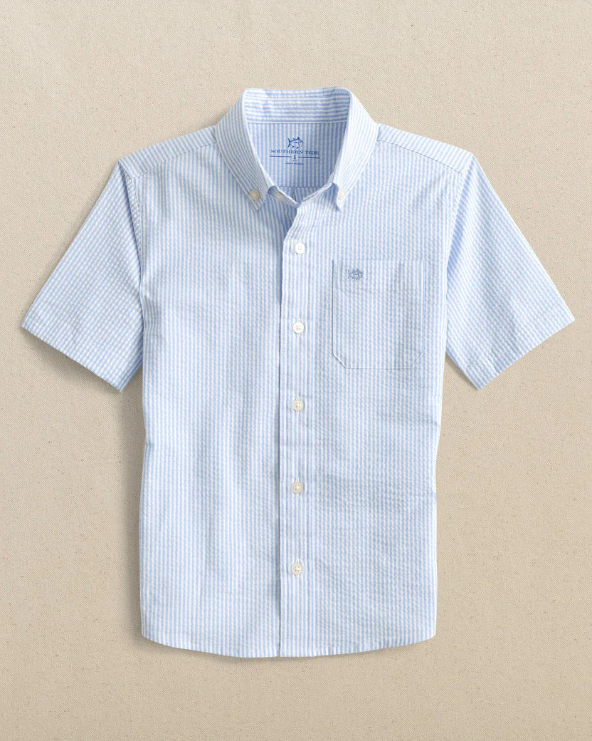 Southern Tide - Boys Folly Field Seersucker Short Sleeve Sport Shirt