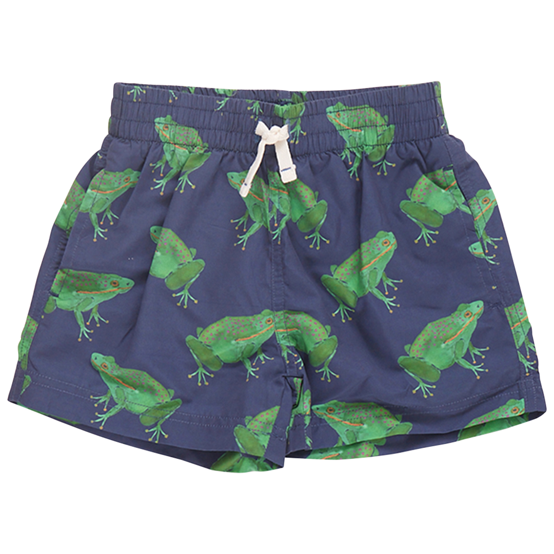 Pink Chicken - Boys Swim Trunk - Navy Frogs