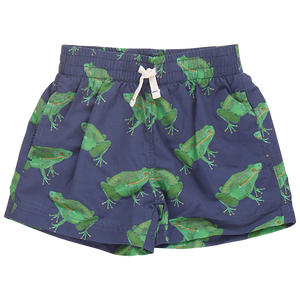 Pink Chicken - Boys Swim Trunk - Navy Frogs