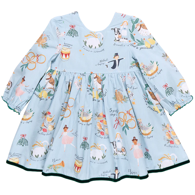 Pink Chicken - Girls Amma Dress - 12 Days of Christmas