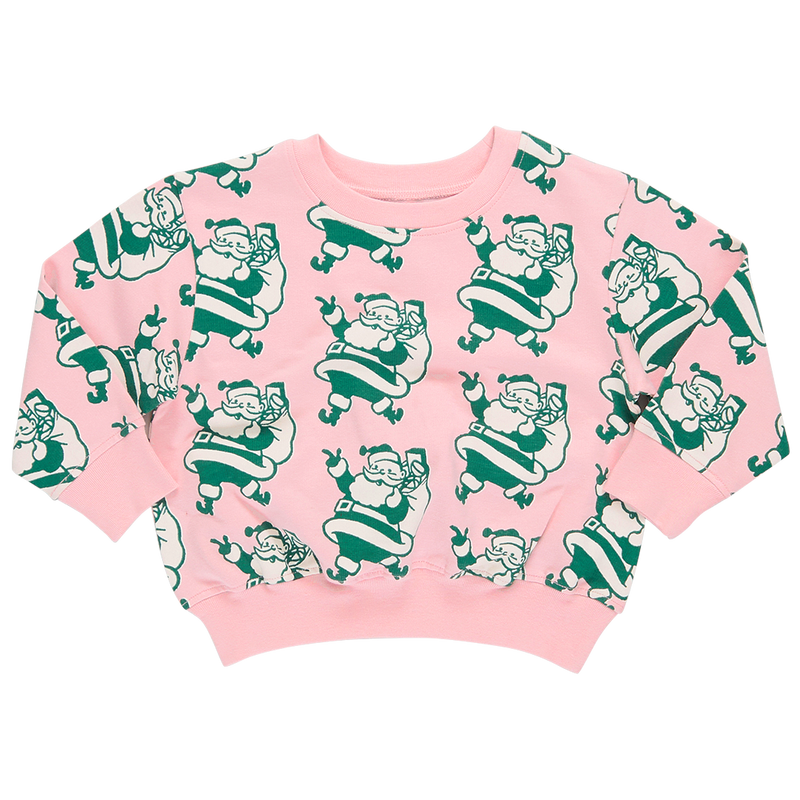 Pink Chicken - Girls Organic Sweatshirt - Holly Jolly Santa