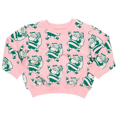 Pink Chicken - Girls Organic Sweatshirt - Holly Jolly Santa
