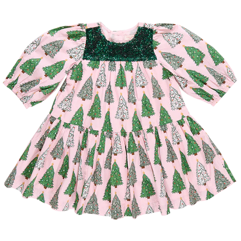 Pink Chicken - Girls Fiona Dress - Pink Trees