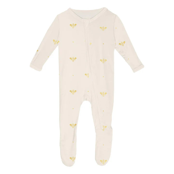 Kickee - Ruffle Footie - Gold Bees