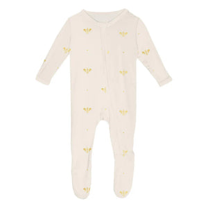 Kickee - Ruffle Footie - Gold Bees