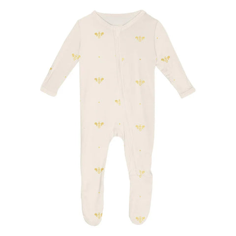 Kickee - Ruffle Footie - Gold Bees