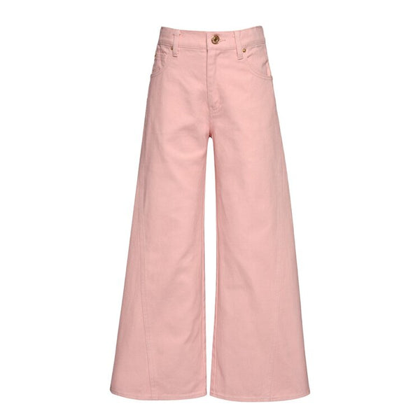 Hannah Banana - Mid Rise Wide Leg Jeans - Pink