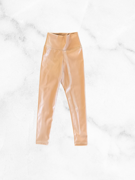 Yoga Baby - Faux Leather Beige Leggings