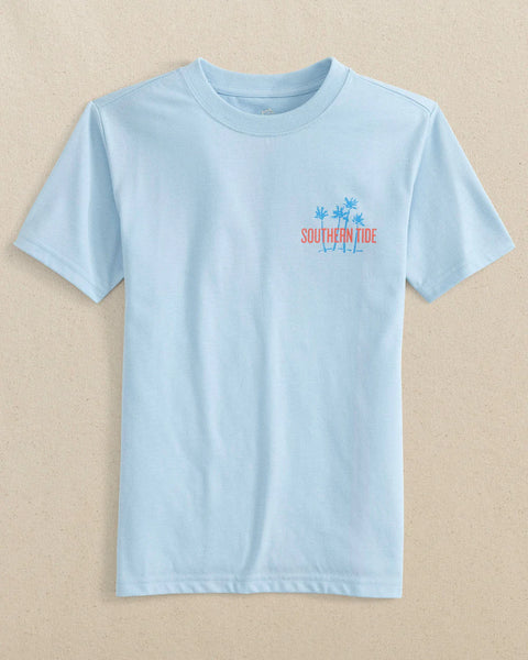 Southern Tide- Y Sunset Palms Tee- Cerulean
