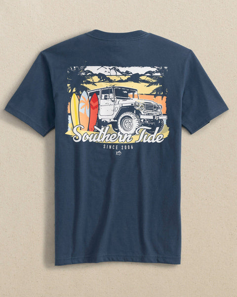 Southern Tide- Y Surf Excursion Tee- Aged Denim