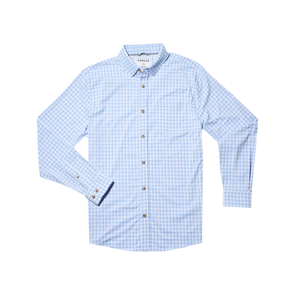 Poncho - The Kingfish - Blue and White Plaid