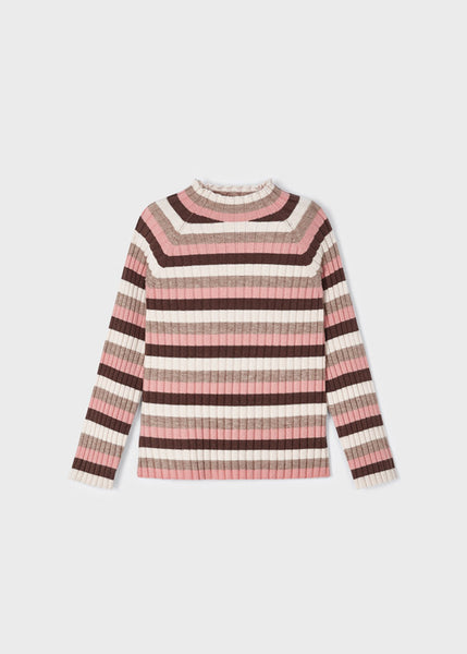 Mayoral - Rib Mock Neck Sweater - Nude Choco