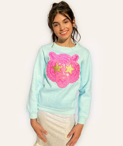 Lola and the Boys - Neon Sequin Tiger Sweatshirt