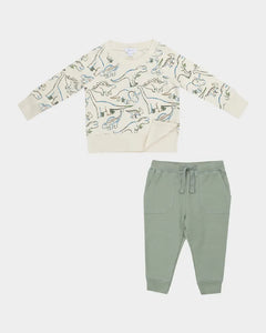 Angel Dear - French Terry Artsy Dinos - Sweatshirt Set