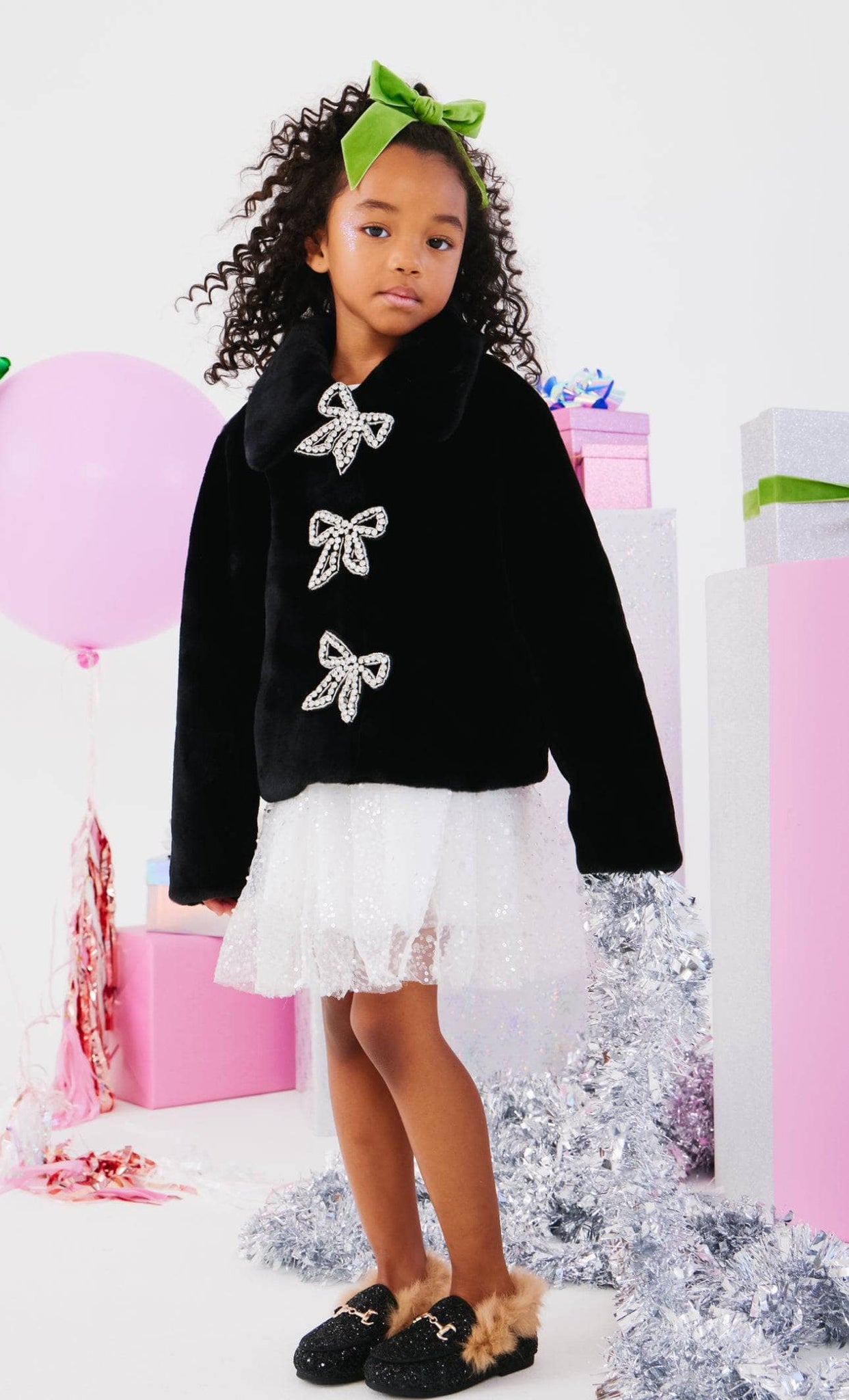 Lola & The Boys - Audrey Faux Fur Coat - Black