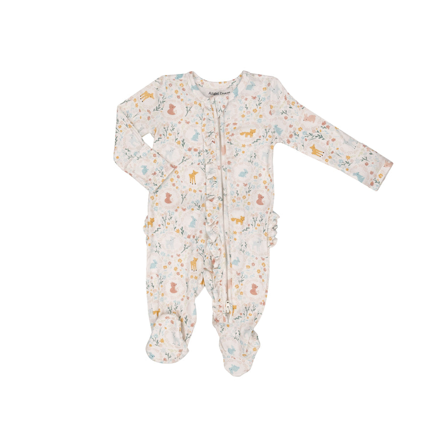 Angel Dear - Woodland Cameos 2 Way ruffle Zipper Footie