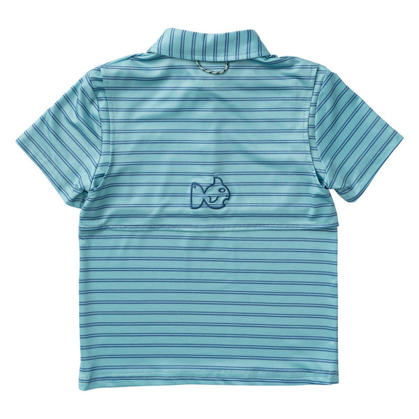 Prodoh - Boys Pro Performance Polo Nile Blue Stripe