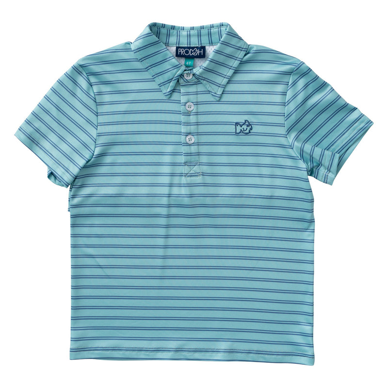 Prodoh - Boys Pro Performance Polo Nile Blue Stripe