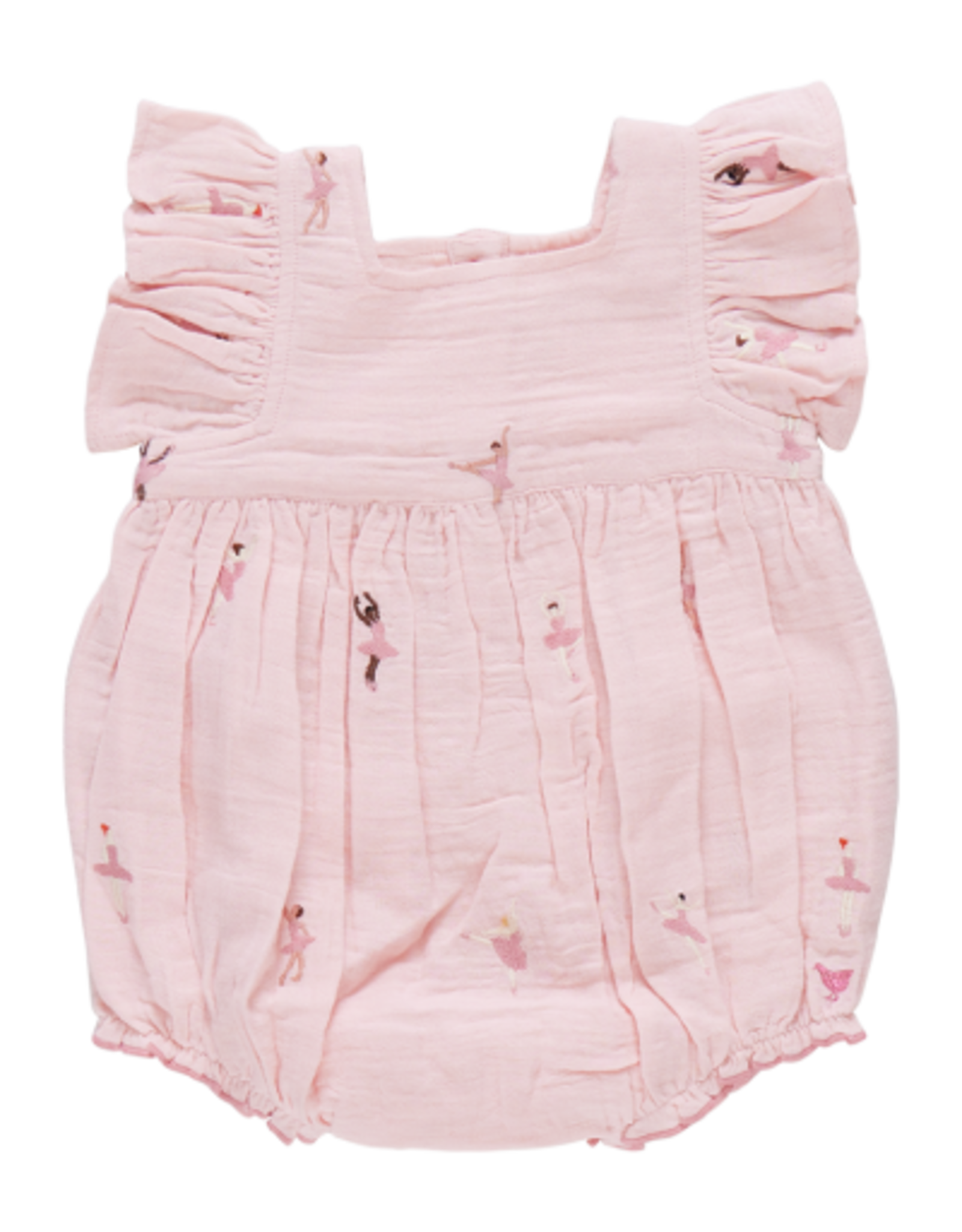 Pink Chicken - Baby Girl Elsie Bubble - Ballerina Embroidery