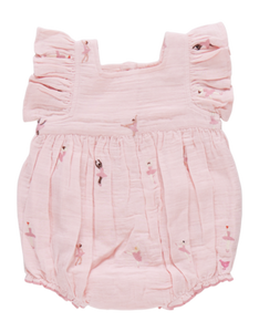 Pink Chicken - Baby Girl Elsie Bubble - Ballerina Embroidery