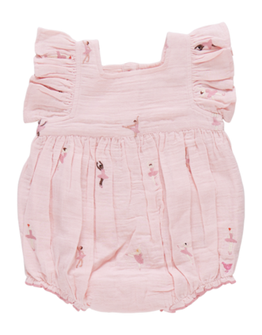 Pink Chicken - Baby Girl Elsie Bubble - Ballerina Embroidery