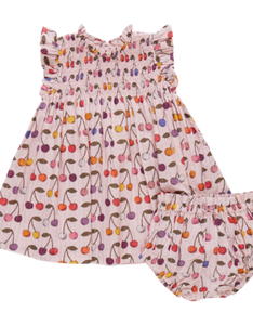 Pink Chicken - Baby Girls Stevie Dress Set - Cloud Pink Cherry