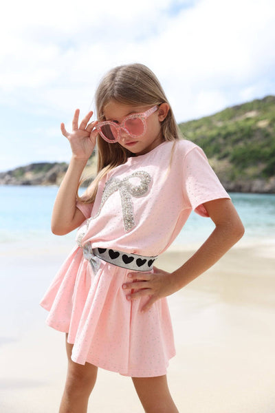 Lola & The Boys- Crystal Bow Short Set- Pink