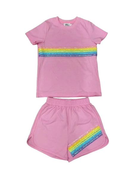 Lola & the Boys - Rainbow Sequin Short Set