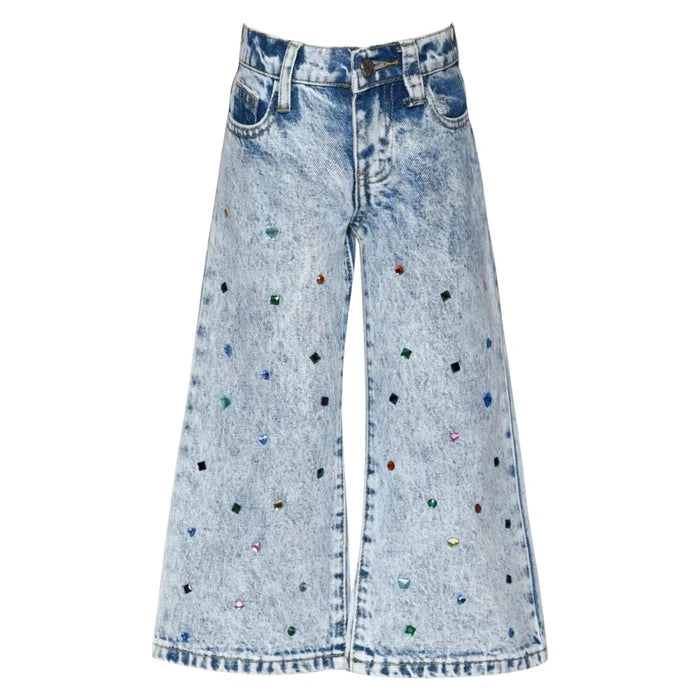 Baby Sara - Acid Wash Denim Pants w/Rhinestones