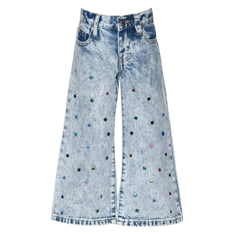 Baby Sara - Acid Wash Denim Pants w/Rhinestones