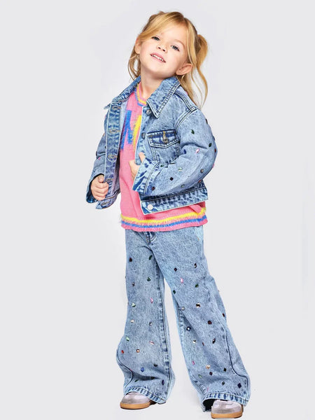 Baby Sara - Acid Wash Denim Pants w/Rhinestones