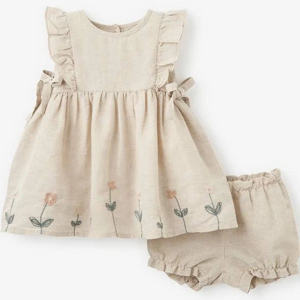 Elegant Baby - Natural Linen Dress - Flaxseed