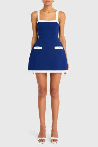 Amanda Uprichard - Martini Skort Romper - Navy/ Ivory