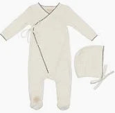 MonTresor- Scallop Wrap Layette Set- Ivory & Black