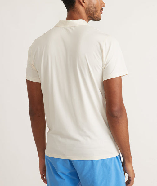 Marine Layer - Sport Crest Stripe Recycled Polo White Multi Stripe