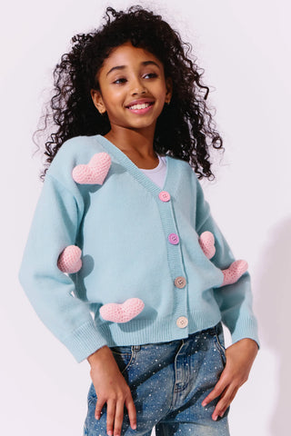 Lola & the Boys - Rainbow Plush Heart Cardigan