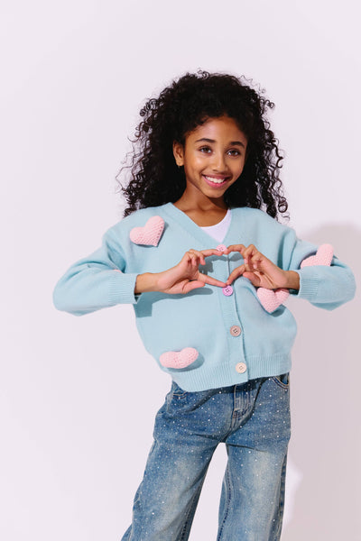 Lola & the Boys - Rainbow Plush Heart Cardigan