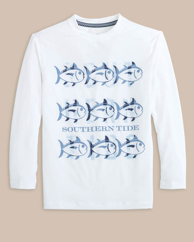 Southern Tide - Y LS ST Triple Stack Ocean Front Performance Tee - Classic White