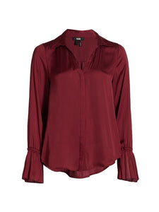 Paige - Abriana Satin Shirt Deep Garnet