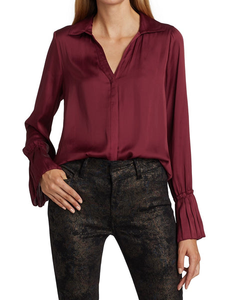 Paige - Abriana Satin Shirt Deep Garnet