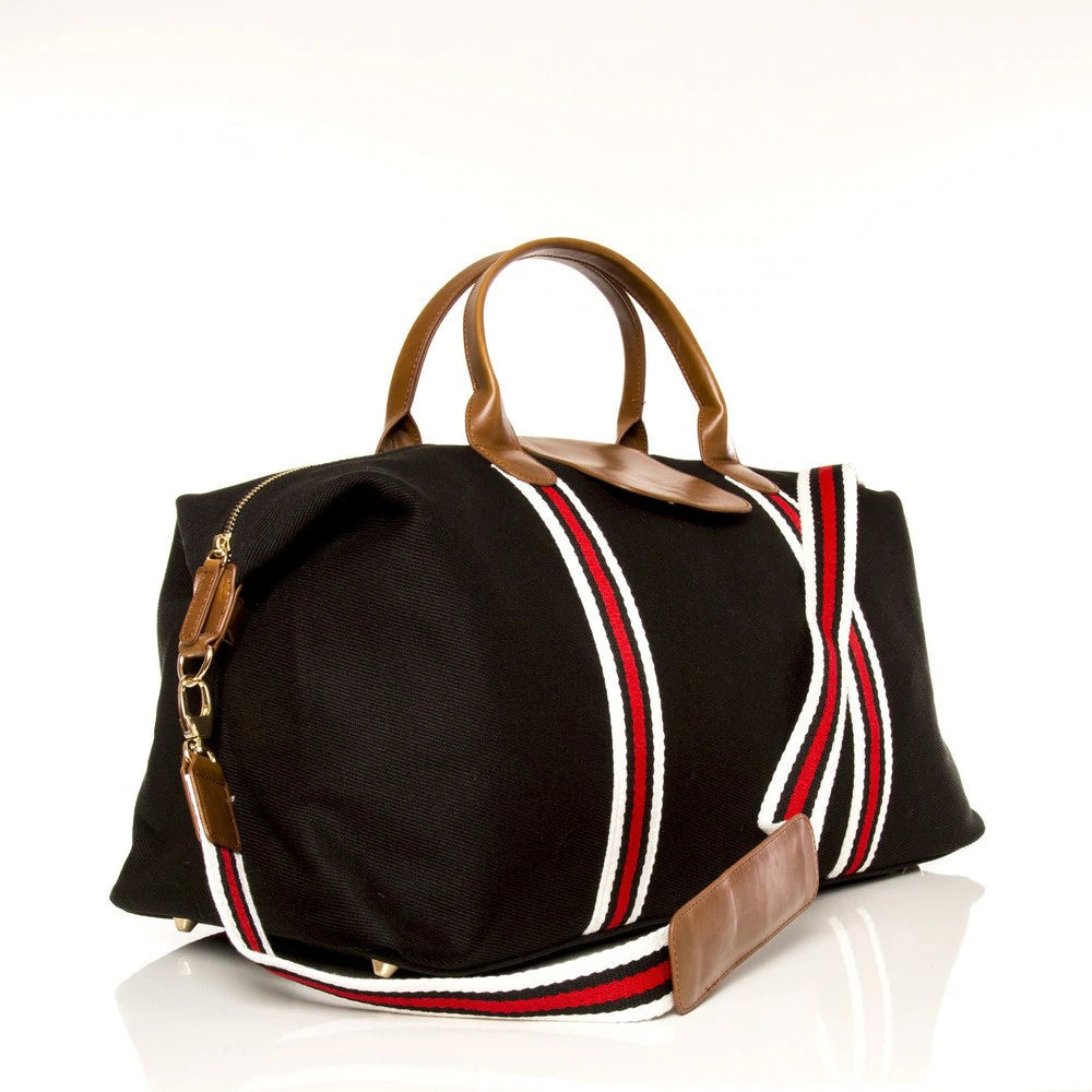 Brouk - Original Duffel Bag Black w/ Red Stripes & Tan Leather