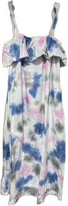 T 2 Love - Ruffle Tie Dye Sundress - Denim/Gray/Pink