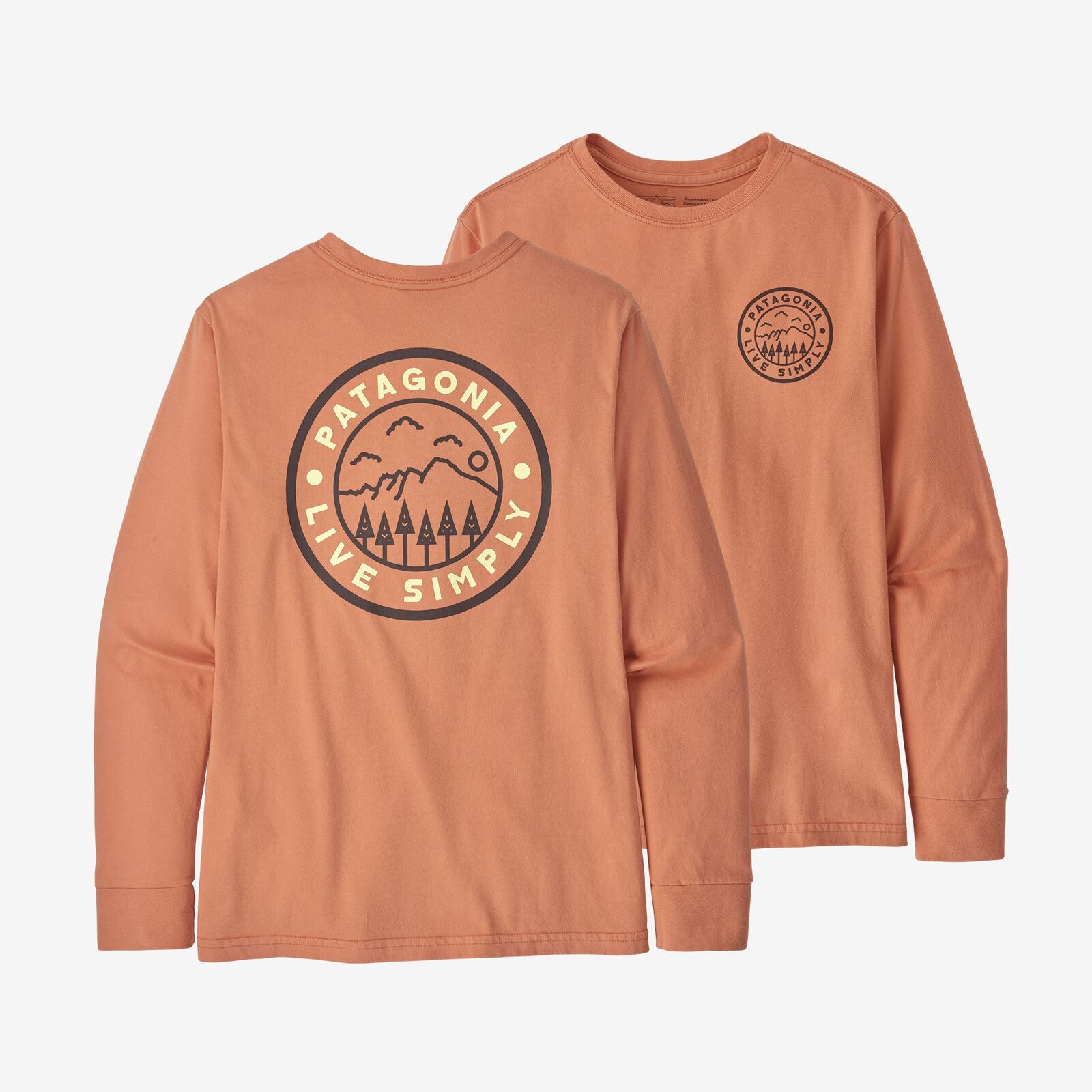 Patagonia - K's L/S Regenerative Organic Certified Cotton T-Shirt Live Simply Crest: Toasted Peach