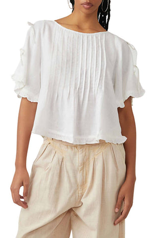 Free People - Lilia Pintuck Shirt in Ivory