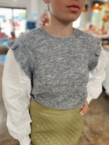 Greylin - Adela Twoffer Vest Sweater Top - Charcoal
