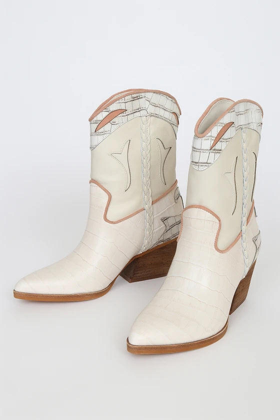 Dolce Vita - Loral Ivory Croco Print Leather Boot