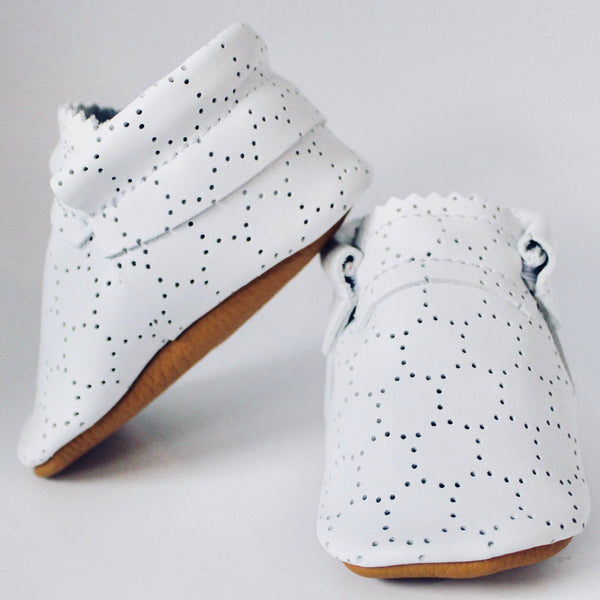 Mishmoccs - Baby Eyelet White Moccasins