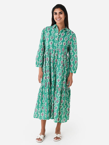 Deluc - Crane Printed Dress Green